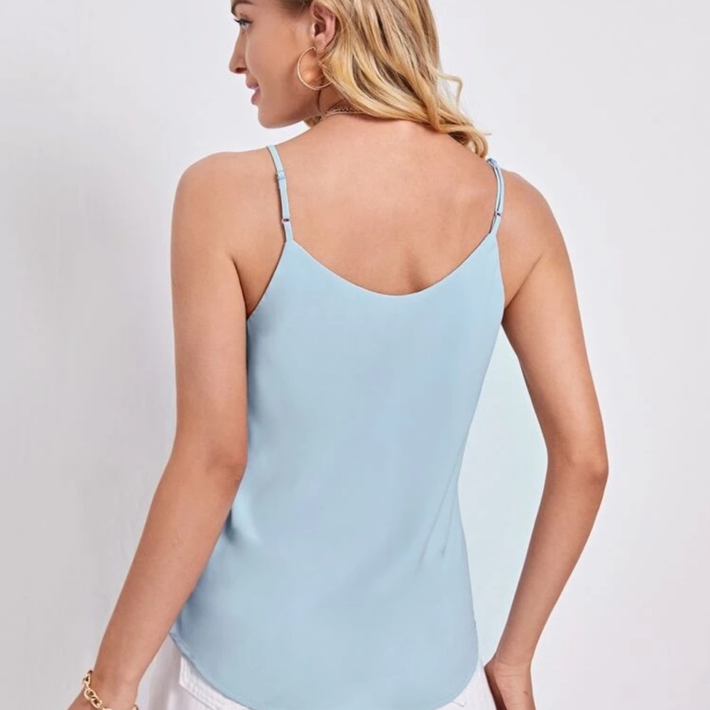 Minimalist dressy tank top v neck cami green - Picture 7 of 14